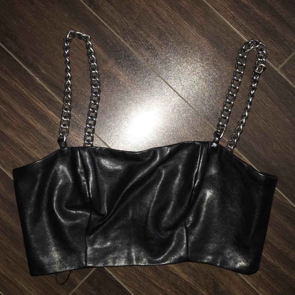 Topshop leather chain top